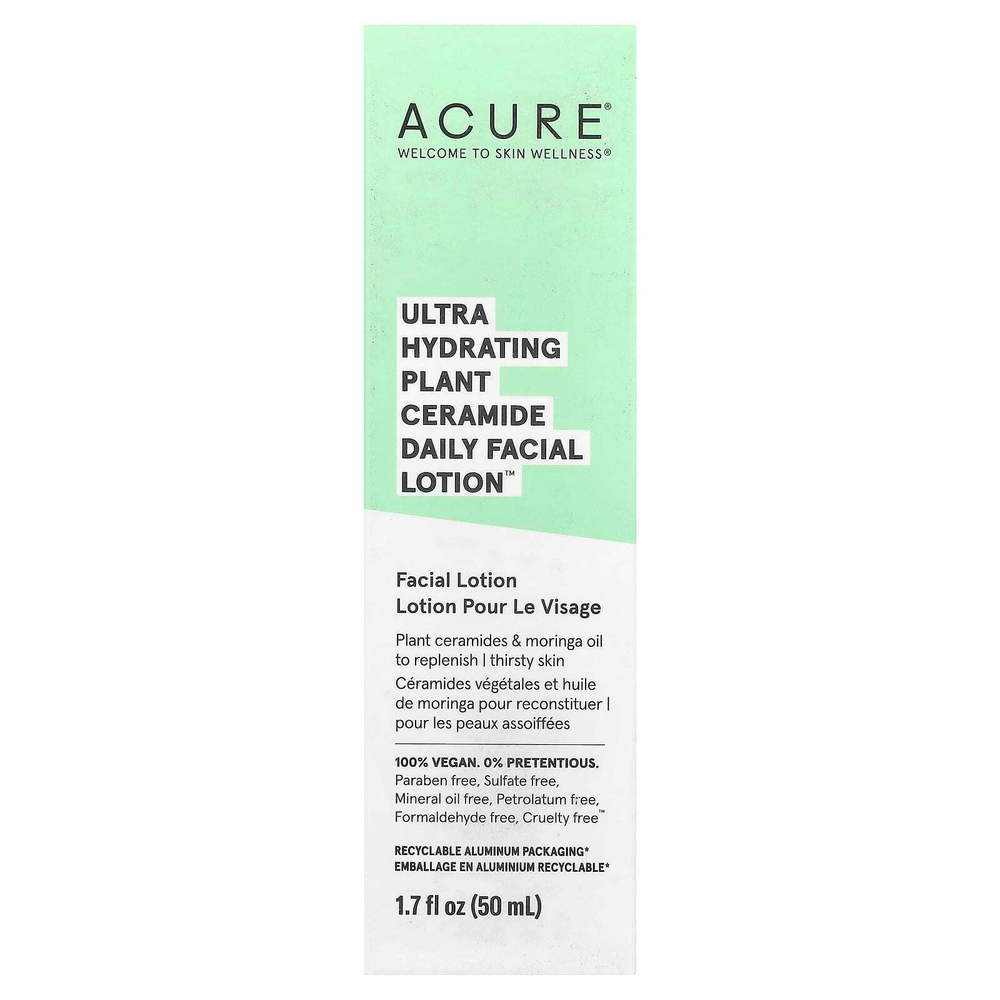 ACURE, Ultra Hydrating Plant Ceramide Daily Facial Lotion, ультраувлажняющий лосьон для лица с растительными керамидами для ежедневного ухода, 50 мл (1,7 жидк. унции)