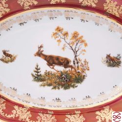 Блюдо овальное Repast Охота красная Мария-тереза 28 см