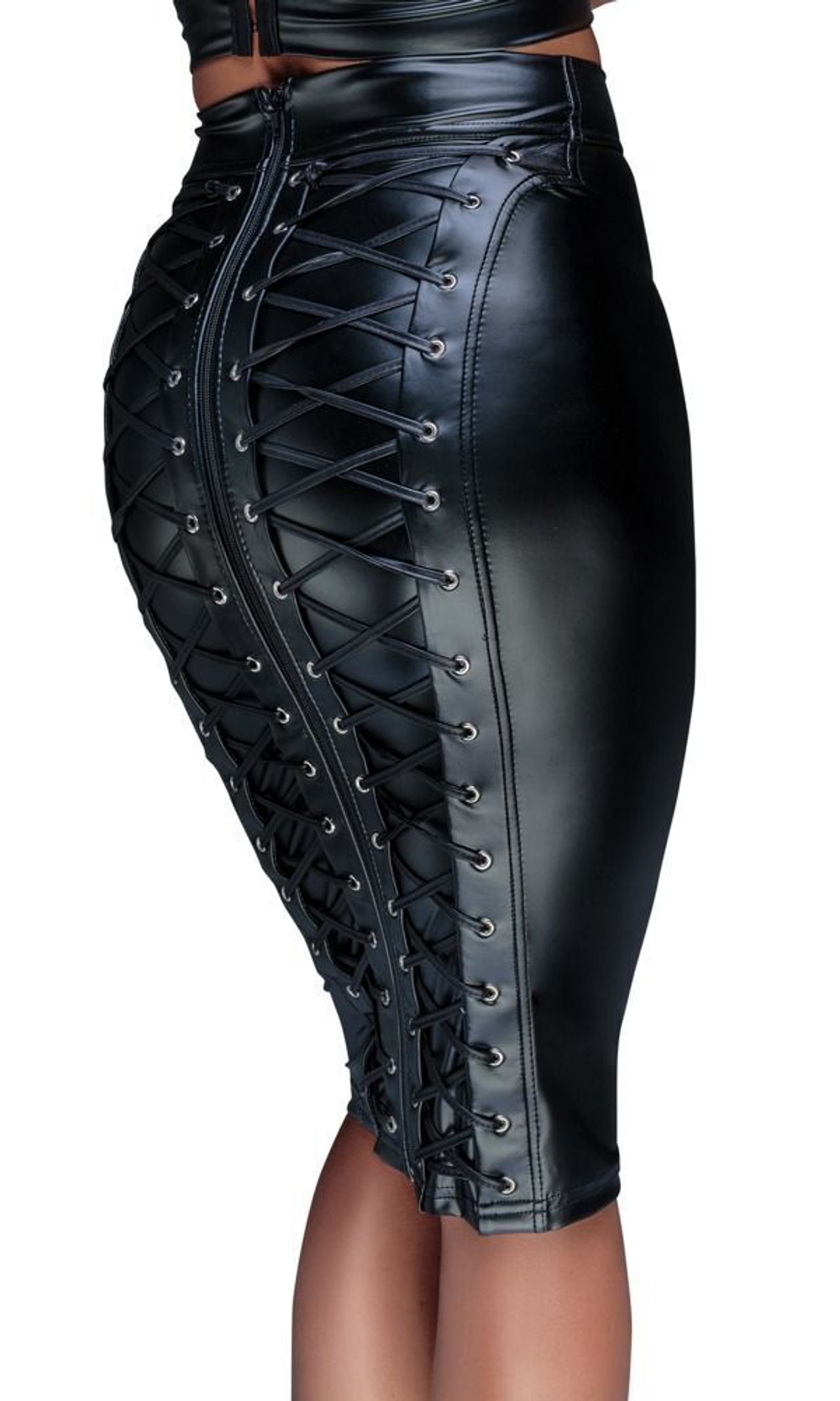 Юбка-карандаш со шнуровками сзади (Размер: L) (Цвет: черный)