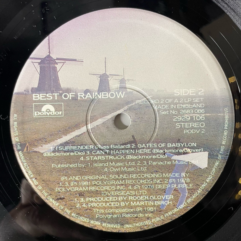 Винтажная виниловая пластинка LP Rainbow, The Best Of Rainbow (Англия 1981)