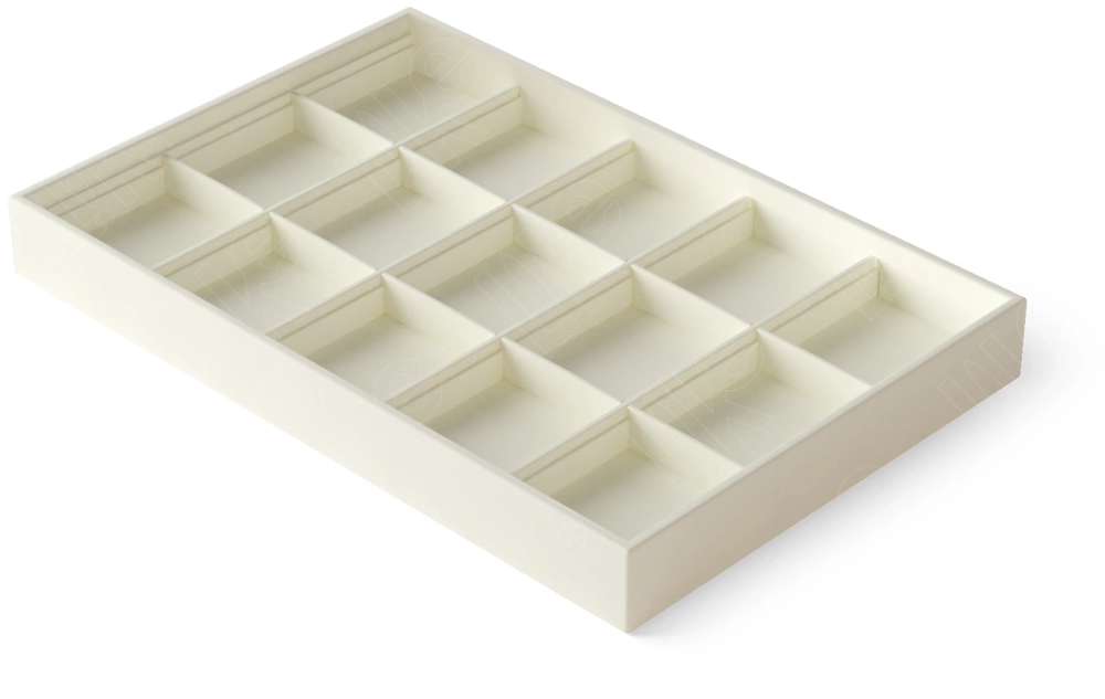 Планшет для витрины украшений, 15 ячеек, слоновая кость, 324×213×35 мм