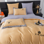 КПБ Сатин-Шелк Я IN LOVE на резинке LVR009, Евро, 4 наволочки, простынь 180*200*30