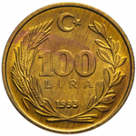 100 лир. Турция. 1993 год. AU