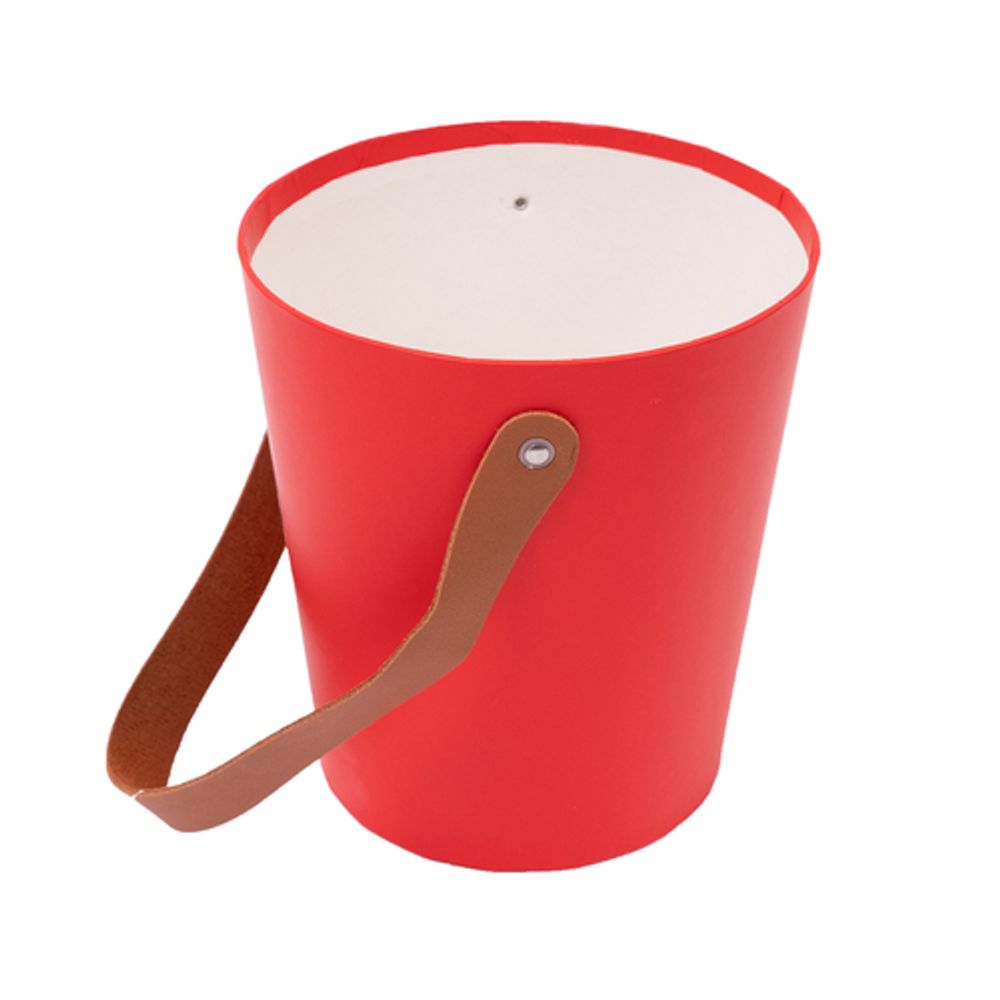 Коробка КОНУС с кожаной ручкой 15*17 КРАСНЫЙ