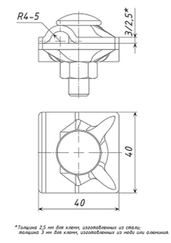Клемма параллельного и крестового соединения круглого проводника (Ф8-10мм), оцинк.