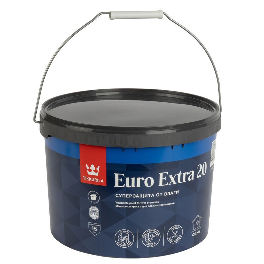 Краска для кухонь и ванных комнат Tikkurila Euro Extra 20 белая база A 9 л