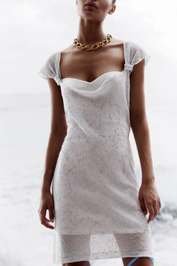 Платье двойное белое с серебром
