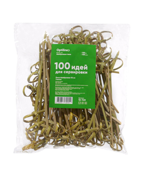 Пики для канапе Optiline Узелок, бамбуковые, 10 см, 100 штук в упаковке