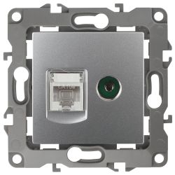 Розетка ЭРА Серия 12 12-3110-03 комбинированная RJ45+TV IP20 алюминий | Эра 12
