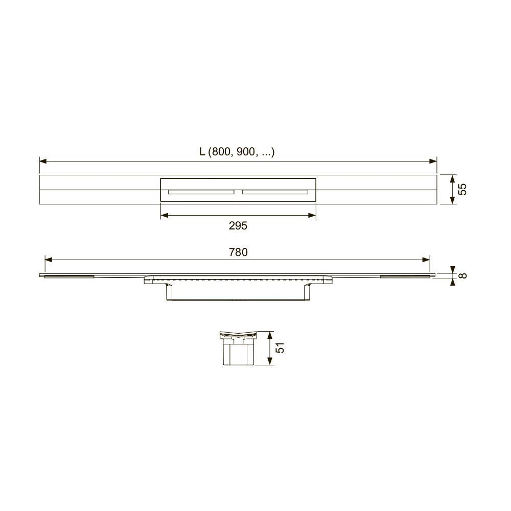 Профиль для душа TECEdrainprofile сатин, 800 мм