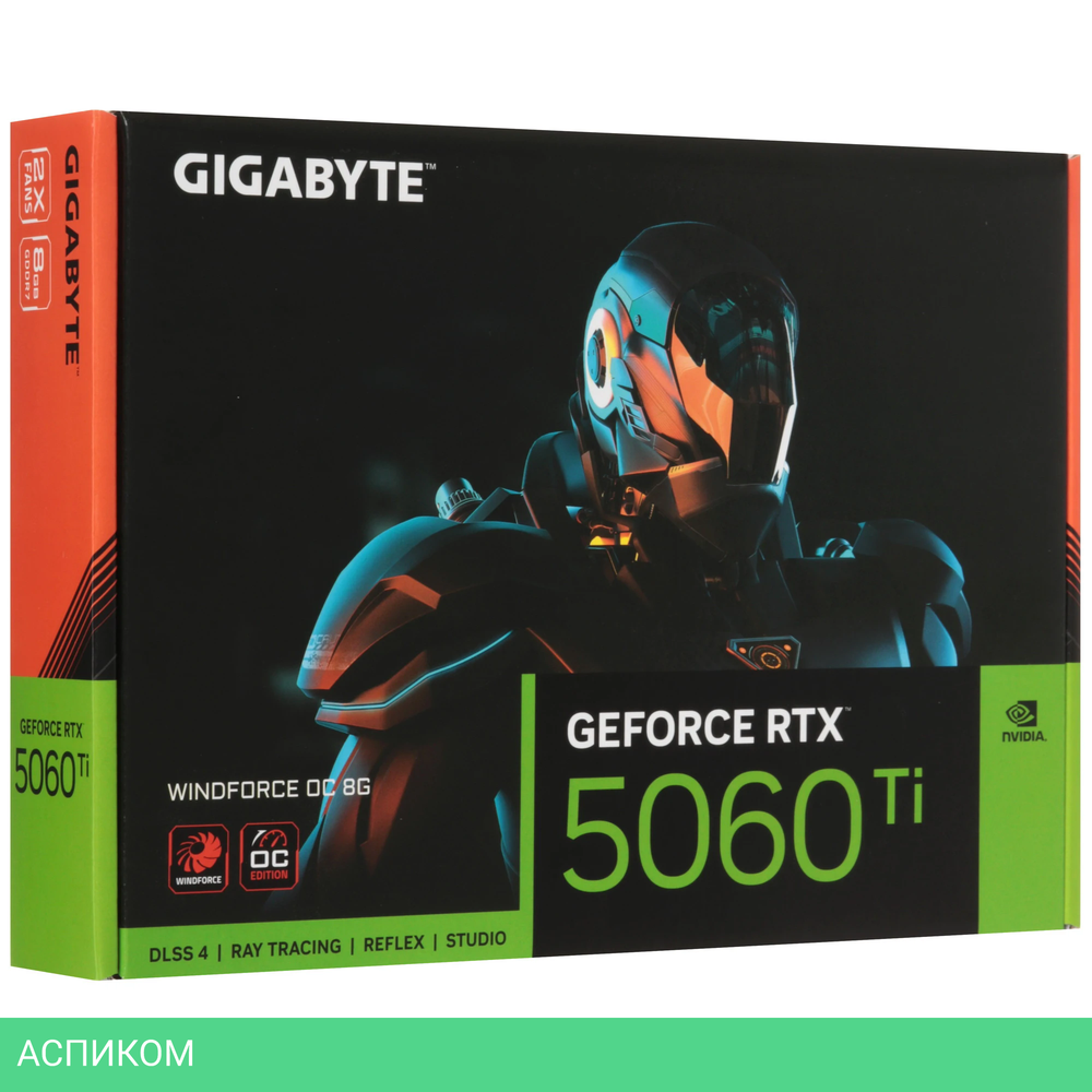 Видеокарта GigaByte GeForce RTX 5060 Ti Windforce OC 8G GDDR7 (GV-N506TWF2OC-8GD)