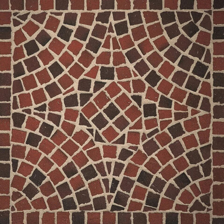 Feldhaus Klinker M403DF 240x118x52 gala flamea, красный пестрый, обожженный - Мозаика для мостовой, делится на 8 частей (60/60/52)