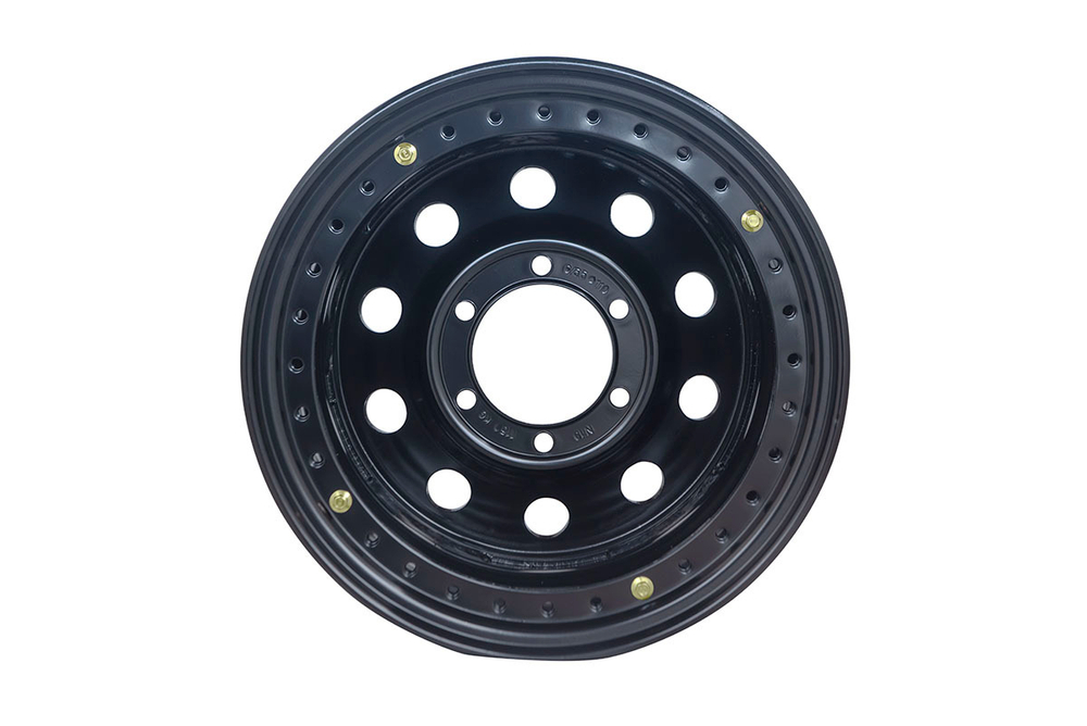 Диск усиленный стальной черный 6x139,7 8xR16 d110 ET-19 с двойным бедлоком (красный)