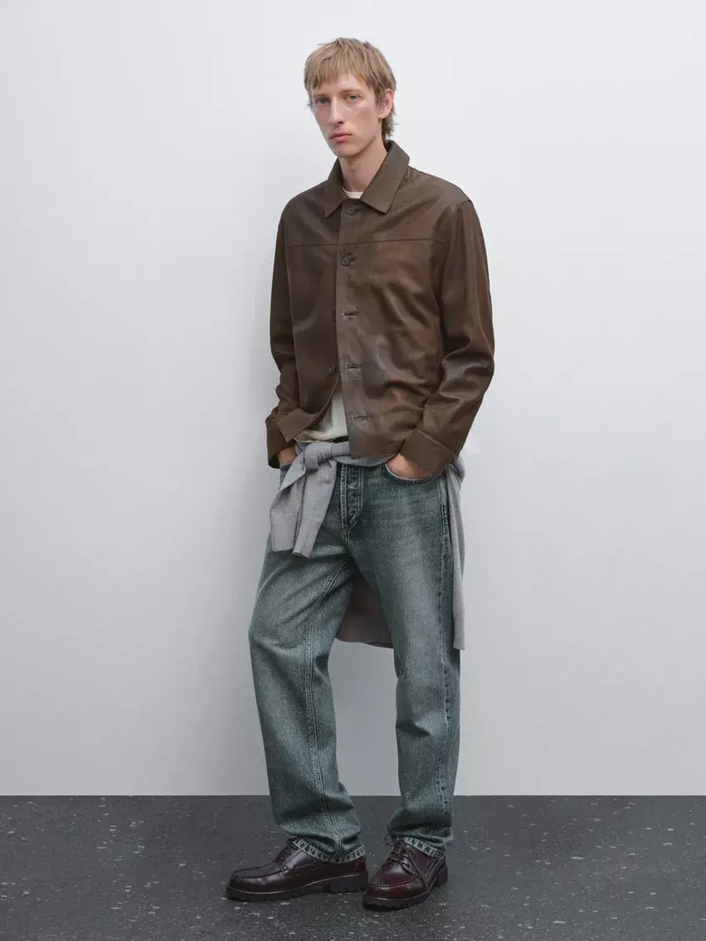 Massimo Dutti Замшевая куртка из овечьей кожи, коричневый