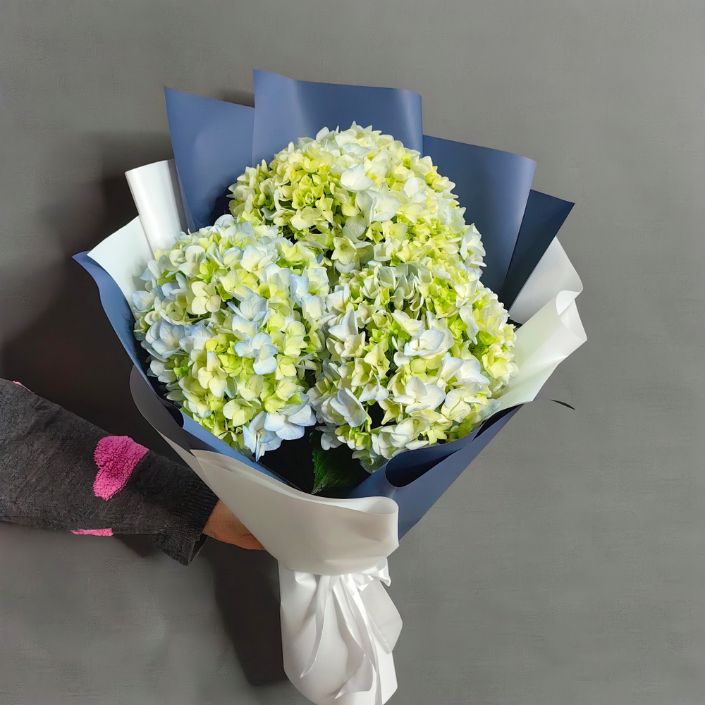 Букет с 3 зелеными гортензиями