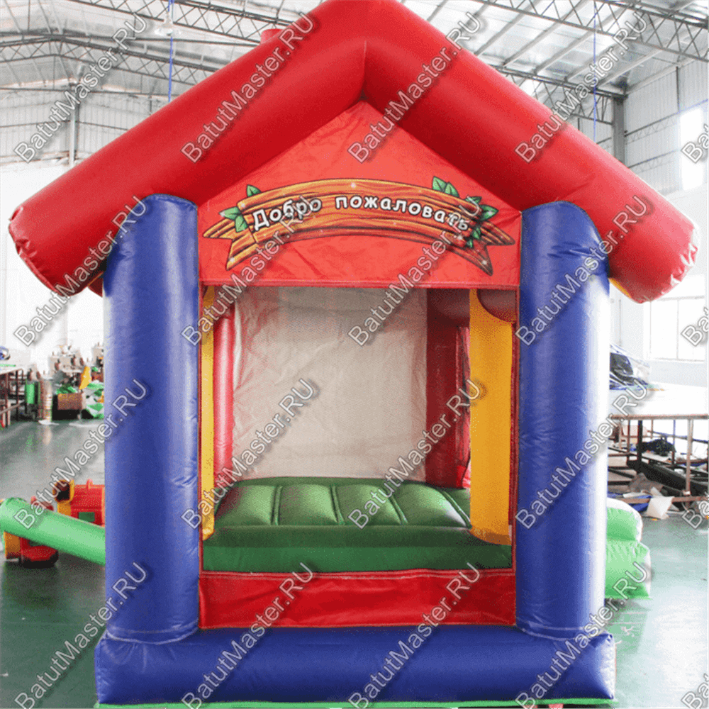 Батут "Домик в деревне с крышей" 3.5*3*2.7 м
