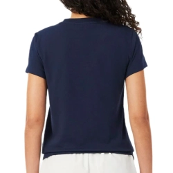 Женская теннисная футболка Lacoste Ultra Dry Technical Cotton Sport - navy blue