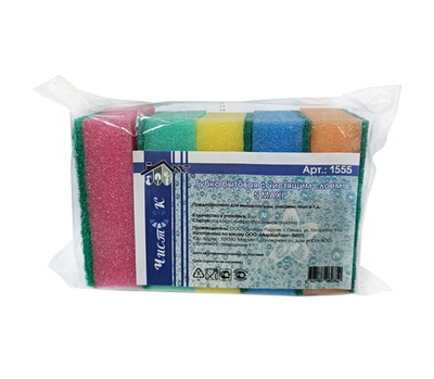 Губка бытовая с чистящим слоем 5шт "Макси" ЧИСТОК (30шт) 1555