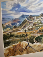 Картина авторская акварельная в паспарту 40х50 см на стену для интерьера "Аул Гуниб. Дагестан"