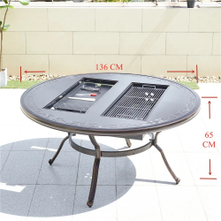 Стол круглый с электрическим барбекю из литого алюминия БАРБЕКЮ-2 «BBQ-2» D136 см