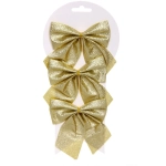 Бант на ёлку «Зимнее очарование» 11*11 см (набор 3 шт), Золото