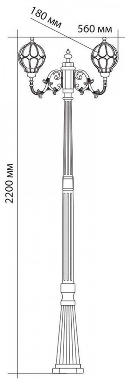 Садово-парковый светильник Сфера PL3708 2*60W 230V E27 черное золото ОТК (комплект)