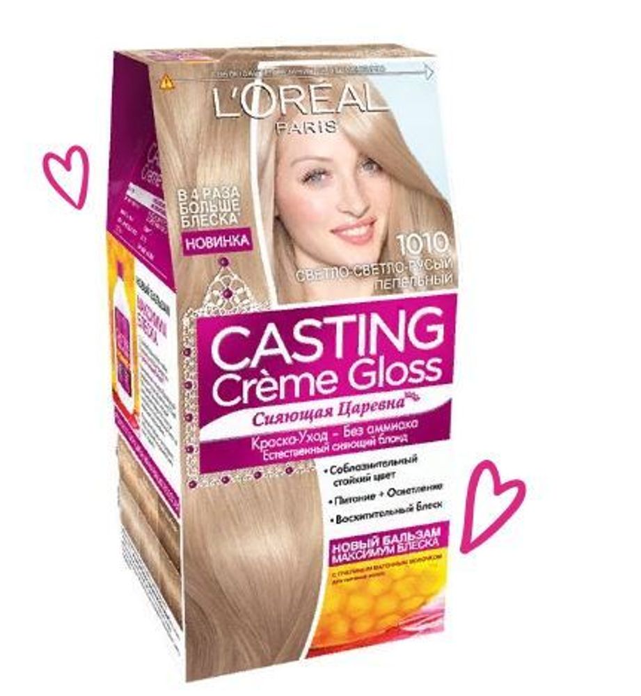 L&#39;Oreal Paris Краска для волос Casting Creme Gloss, тон №1010, Светло-светло-русый пепельный, 180 гр