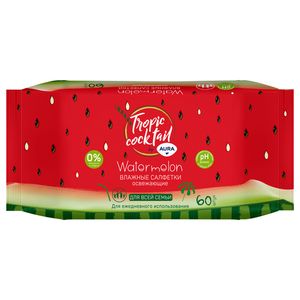 Aura Влажные салфетки Tropic cocktail, 60 шт
