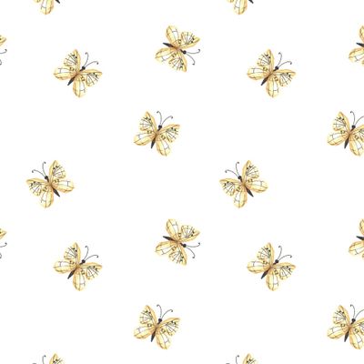 бежевые мелкие акварельные бабочки на белом