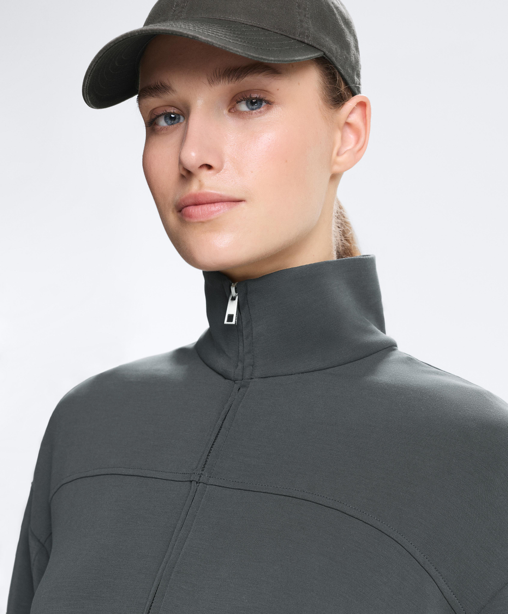 Oysho Мягкая куртка с регулируемой талией и высоким воротником, асфальтовый