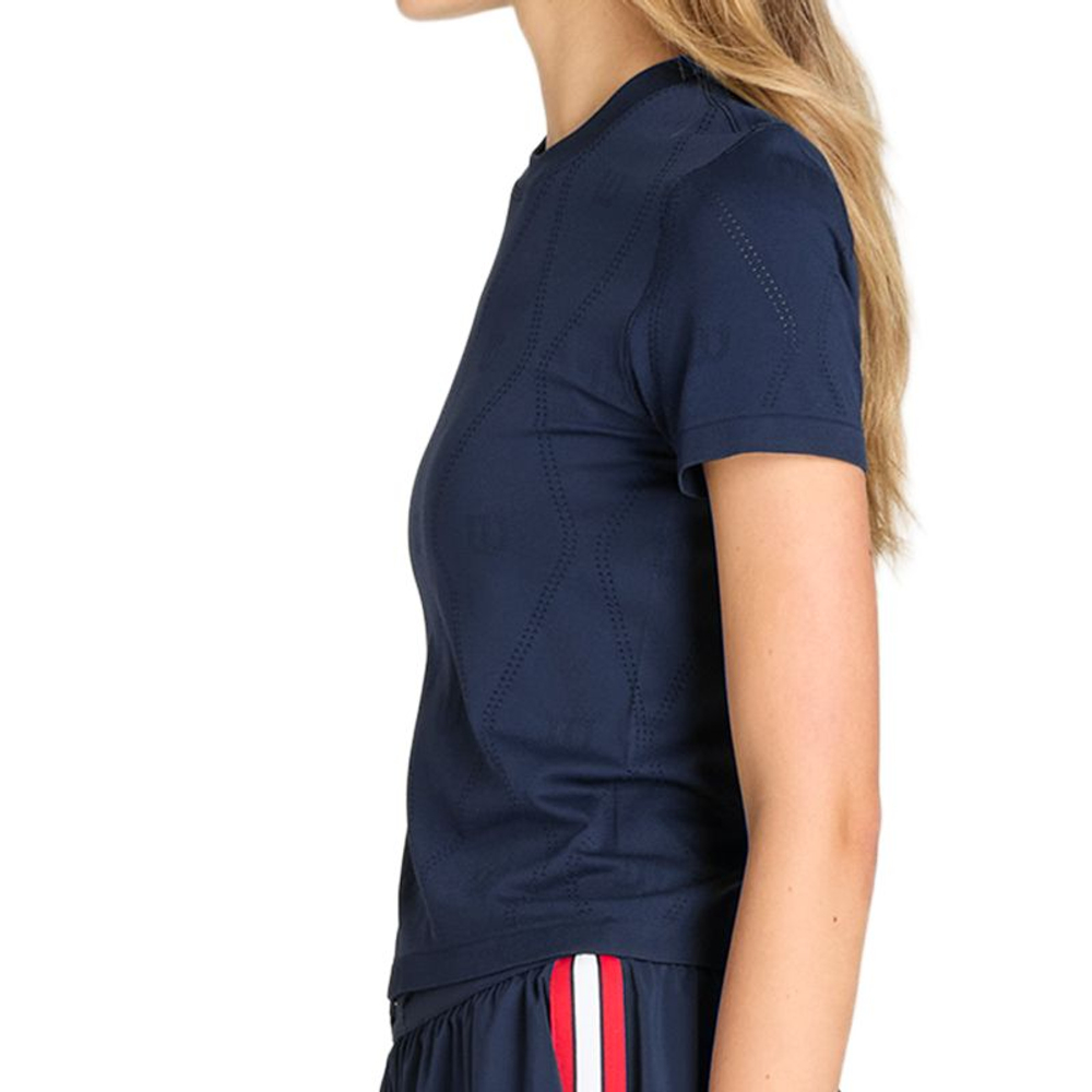 Женская теннисная футболка Wilson Seamless Short Sleeve - classic navy