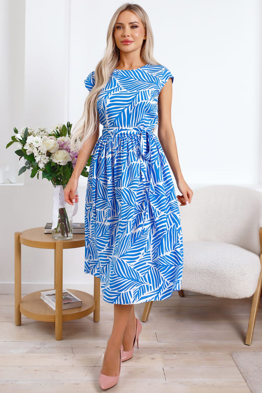 Платье Ольга (голубо-белое) П15887-45М LT Collection