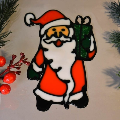 Наклейка новогодняя "Дед Мороз с подарком" 15*18см