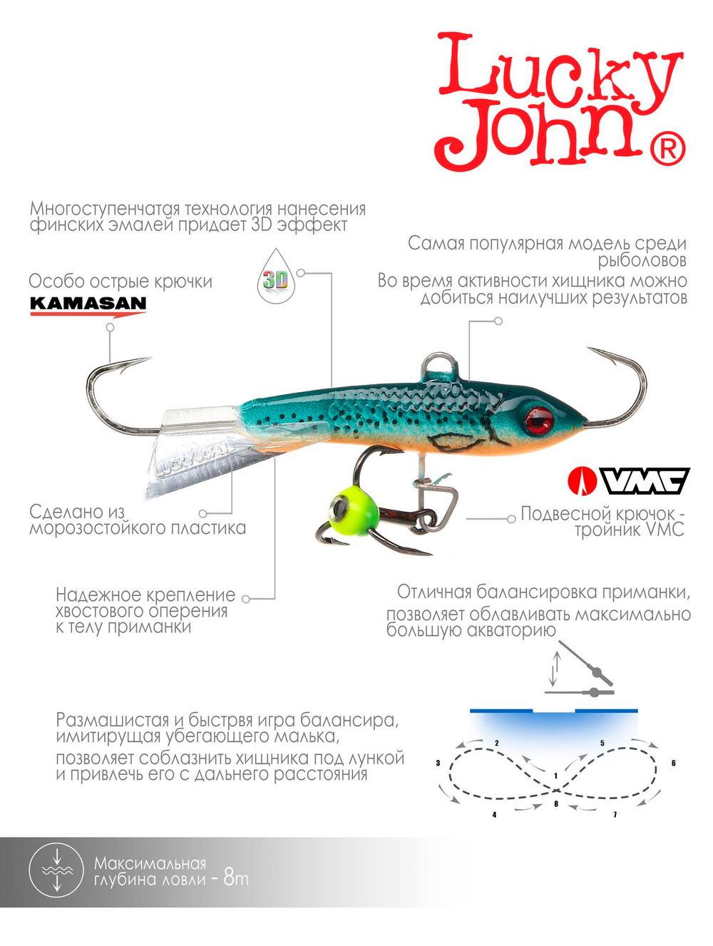 Балансир LUCKY JOHN Classic №5 (+тройник), цвет 53, арт. 81501-53