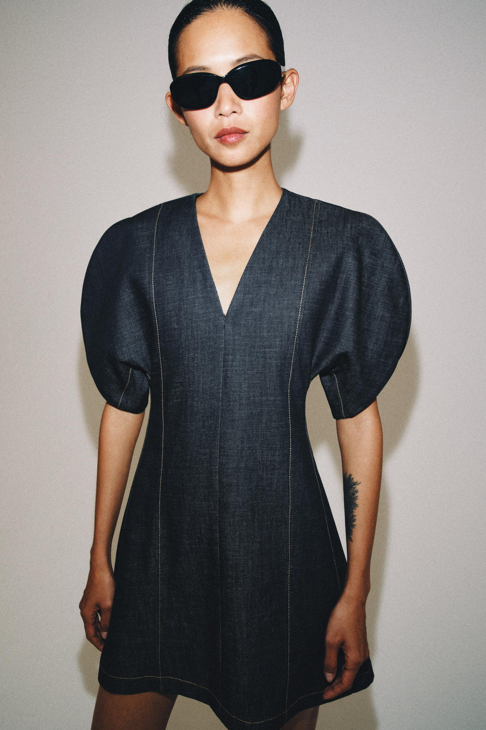 ZARA ДЖИНСОВОЕ ПЛАТЬЕ — ZW COLLECTION, СИНИЙ
