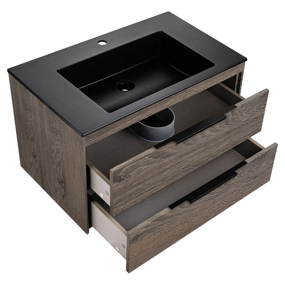 Тумба под раковину Vincea Chiara 2D 800 подвесная, 2 выкатных ящика soft-close, R.Oak