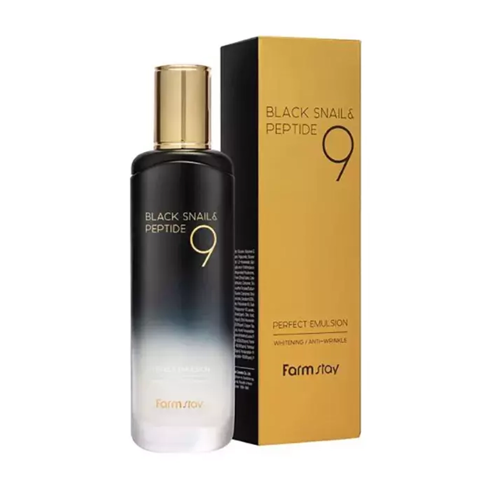 Эмульсия с муцином черной улитки и пептидами FarmStay Black Snail & Peptide9 Perfect Emulsion