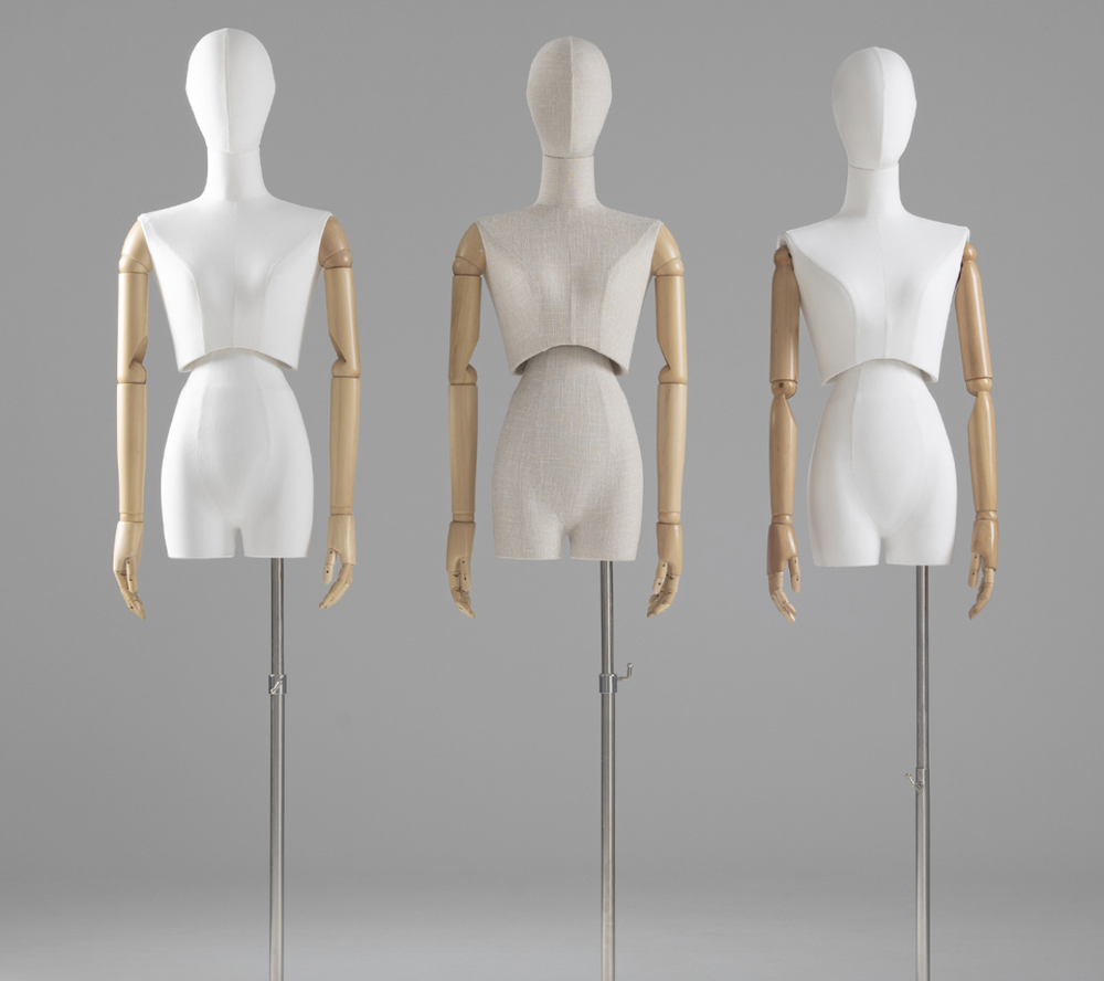 Женский манекен торс Лен /Обтяжка лен/Деревянные руки и голова