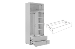 Шкаф двухдверный "Зефир" 120.01,(Белое дерево/Серый (эмаль), 800*422*1900
