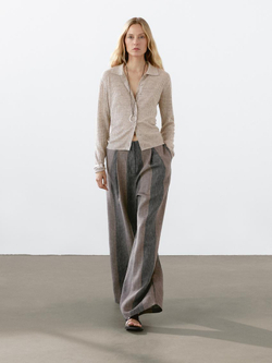 Massimo Dutti Кардиган из смесового льна с меланжевым узором, серый