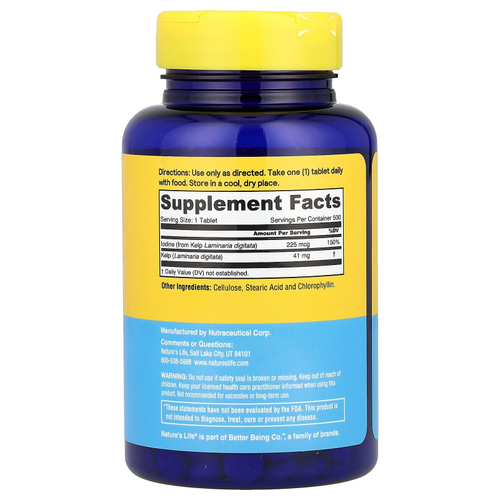 Nature's Life, исландский келп, 41 мг, 500 таблеток
