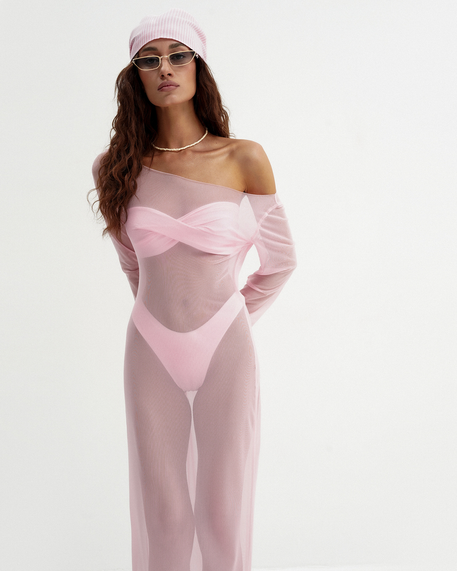 №044 Платье-сетка (нежно-розовый)