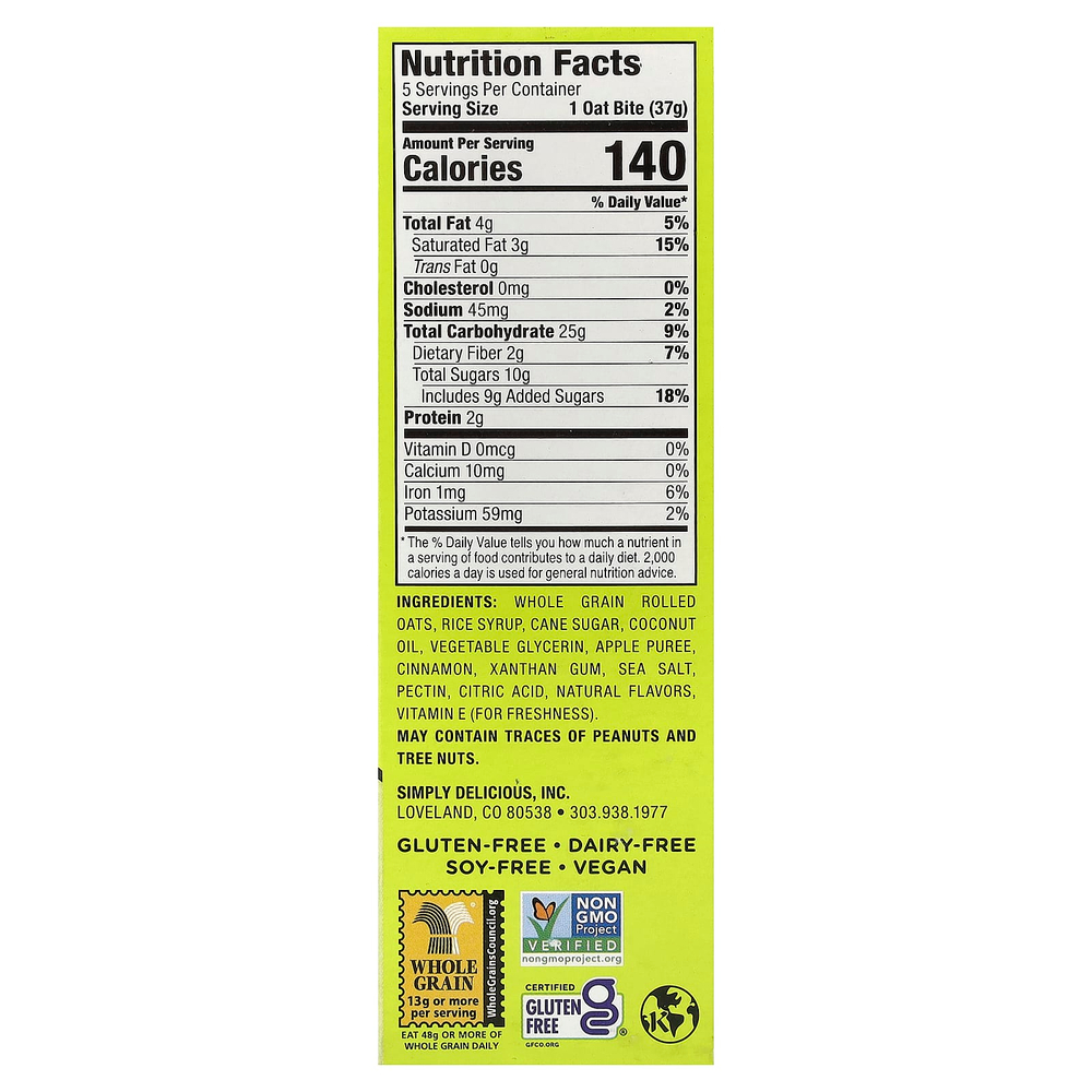 Bobo's Oat Bars, Овсяные кусочки с начинкой, яблочный пирог, 5 кусочков, по 37 г (1,3 унции)