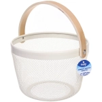 Корзина для хранения металлическая с деревянной ручкой «ФАРГО», цвет белый, 26*18см (лейбл Селфи)