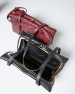 Сумка с замком из натуральной кожи бордо