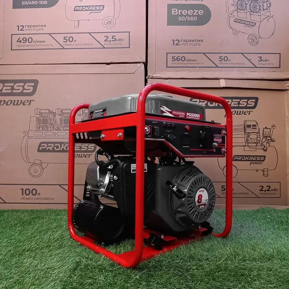 Генератор инверторный PROKRESS POWER PG5200i (3,8/4,1кВт, 9.6л, 25кг, ручной пуск) открытый