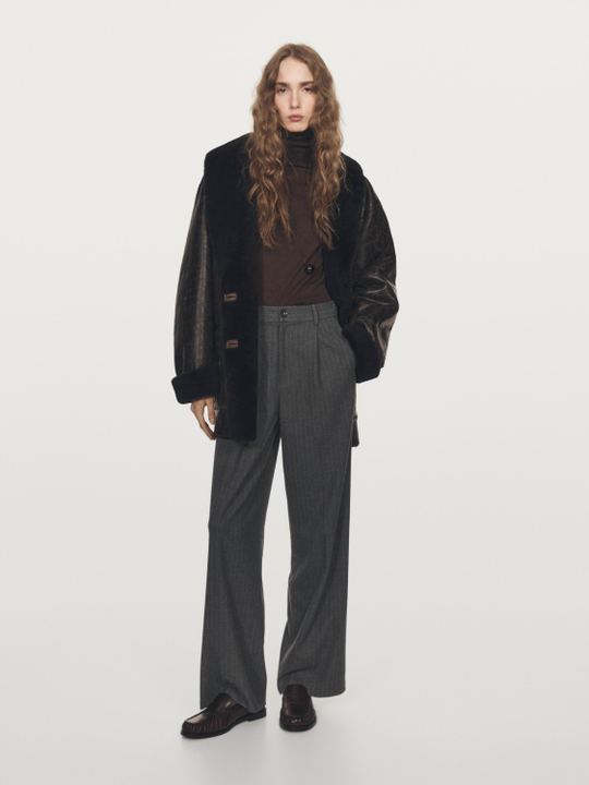 Massimo Dutti Широкие брюки в тонкую полоску, серый