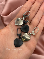 Пуллер-карабин металлический черный матовый "сердце"