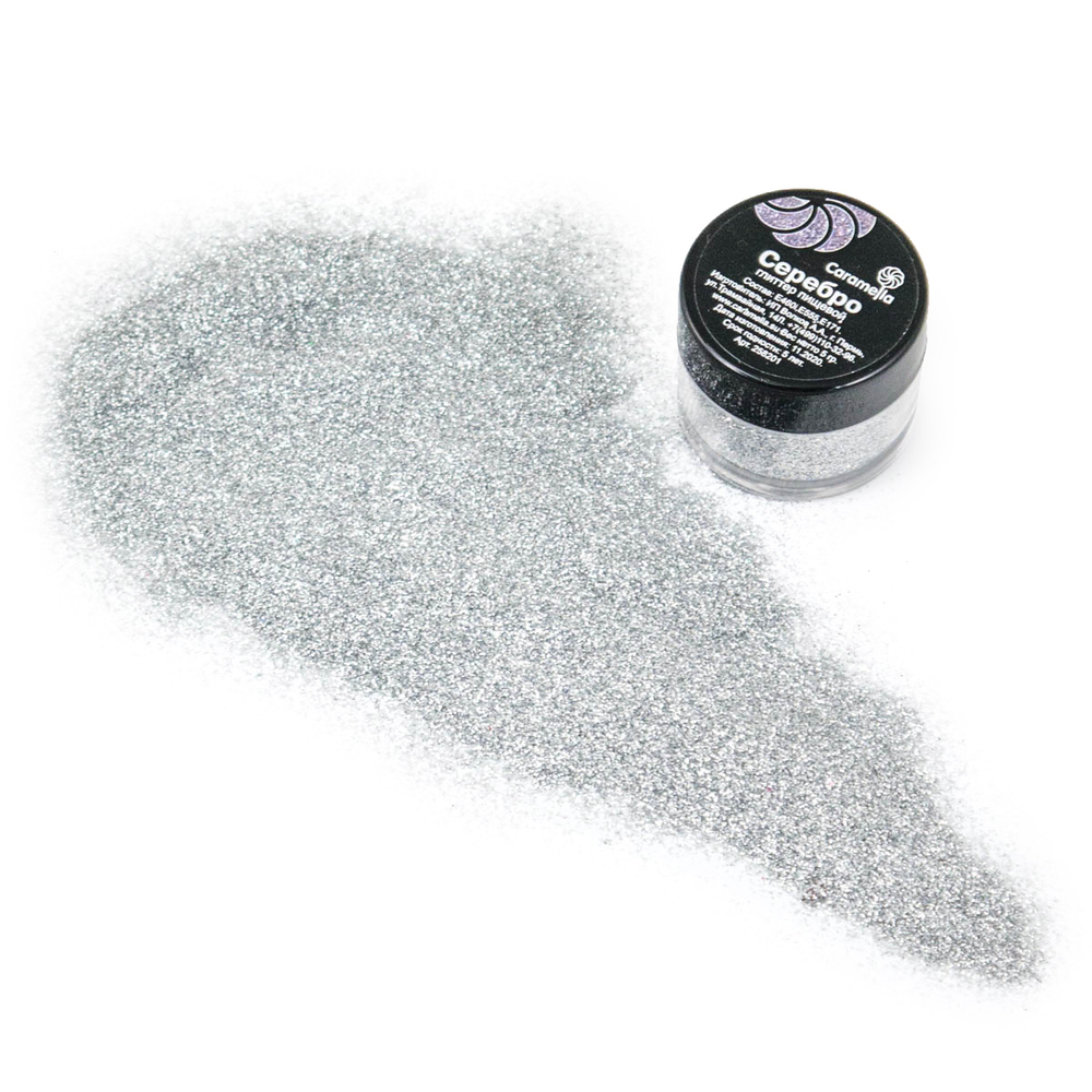 Глиттер съедобный Caramella СЕРЕБРО (5 гр.)