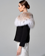 Приталенный жакет из итальянского крепа с меховой отделкой рыси